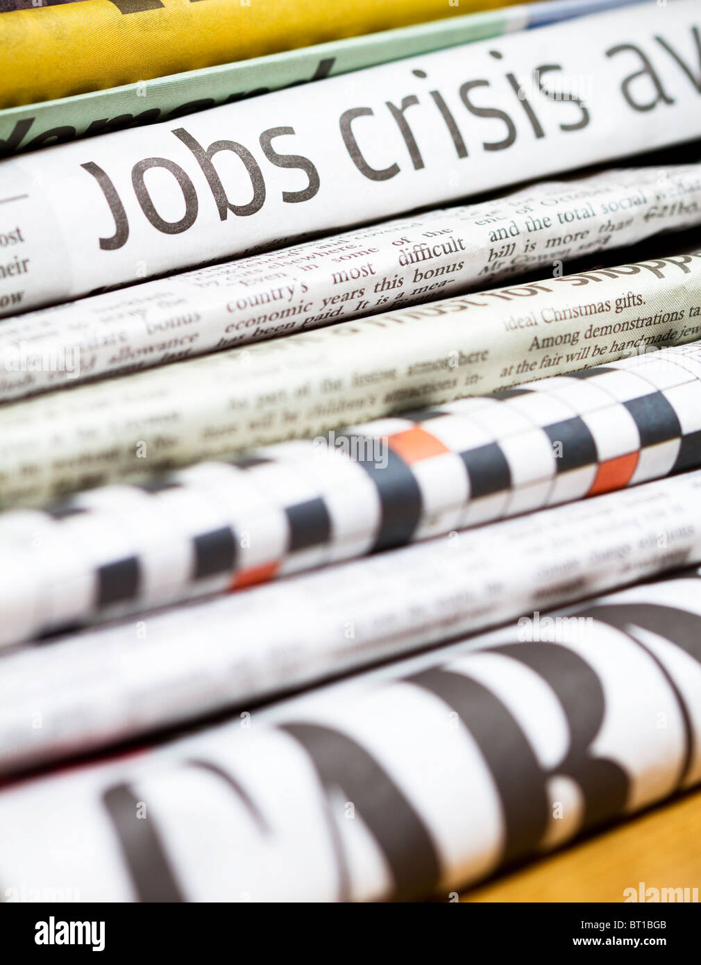 Crise de l'emploi gros titre de journal Banque D'Images