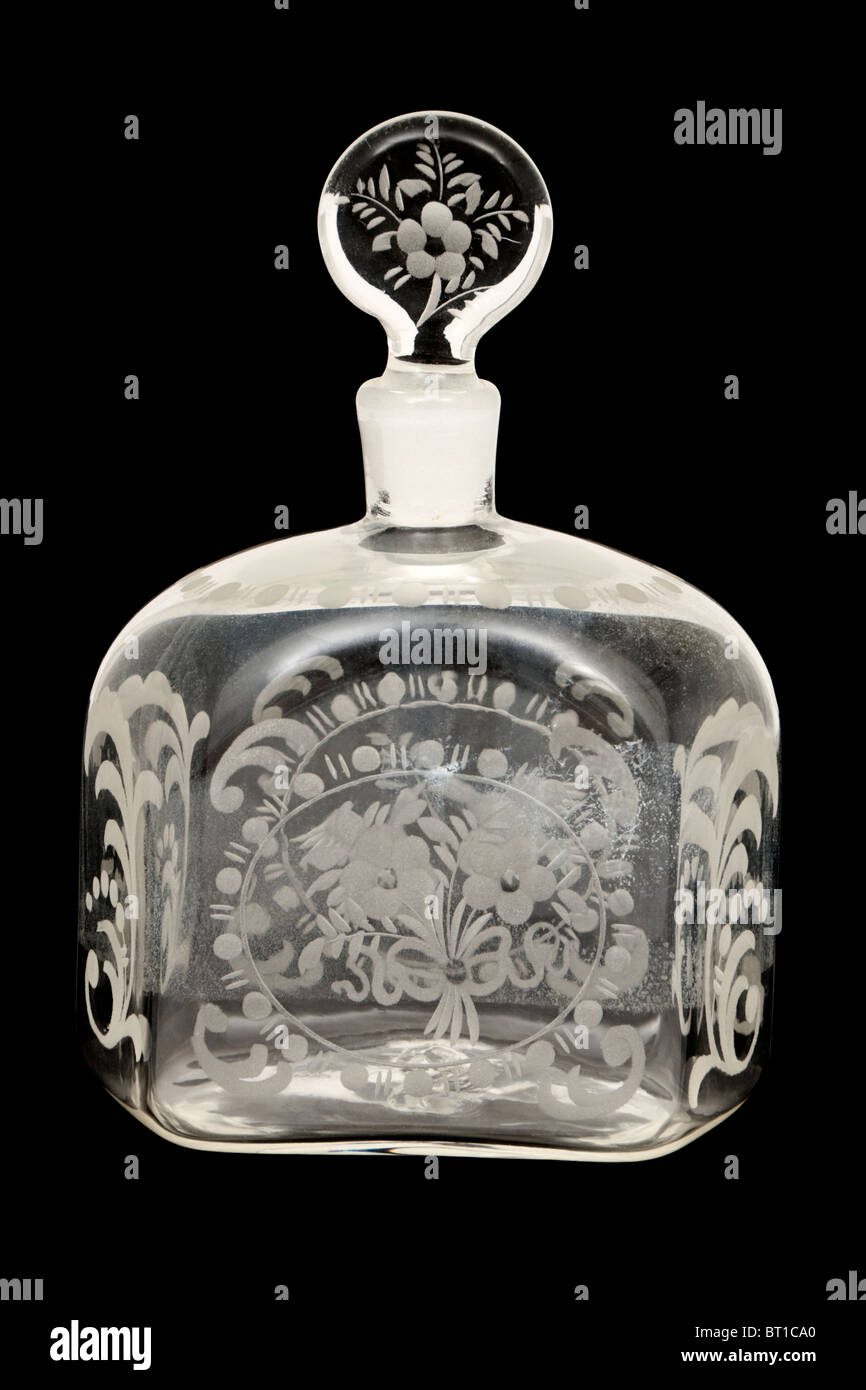 Verre gravé Vintage / parfum flacon de parfum Banque D'Images