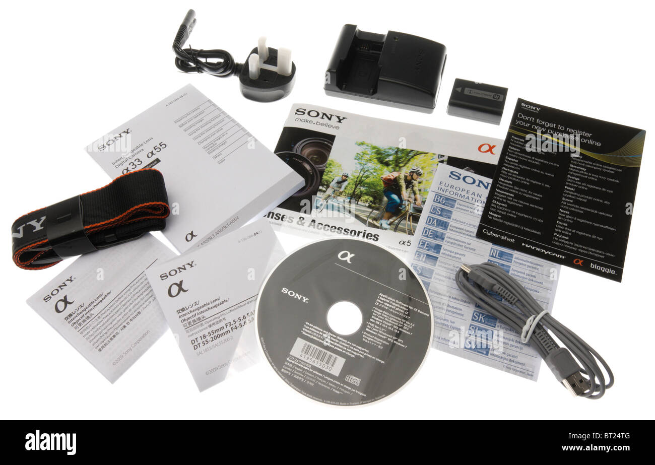 Sony Alpha 55 objectif unique numérique appareil photo Translucide' lancé Octobre 2010 - logiciels et manuels Banque D'Images
