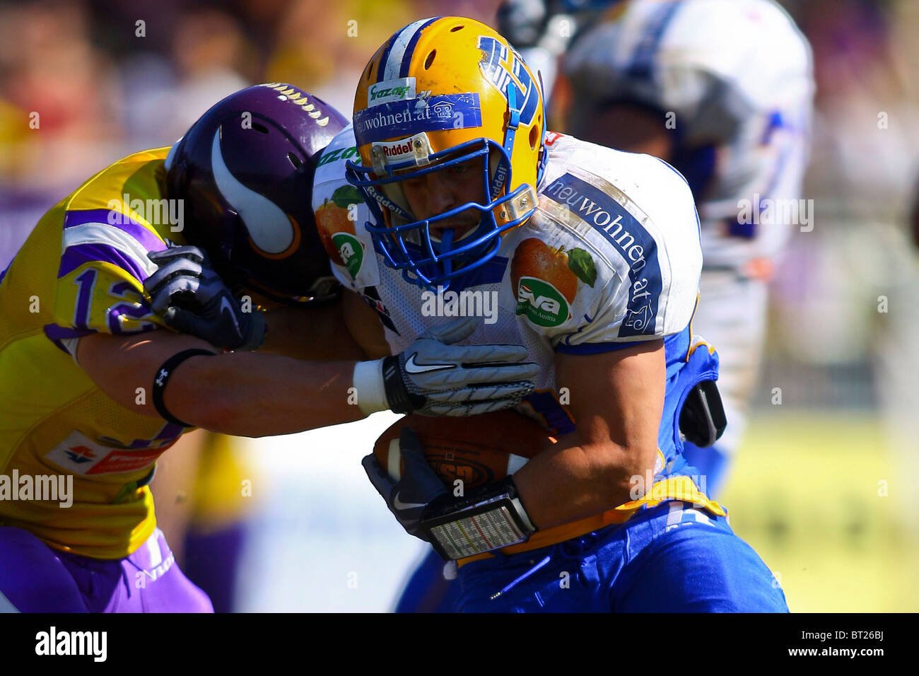 Les Vikings de Vienne battre les Giants de Graz dans un match éliminatoire EFL 38-22 le 6 juin 2010 à Hohe Warte stadium à Vienne, Autriche. Banque D'Images