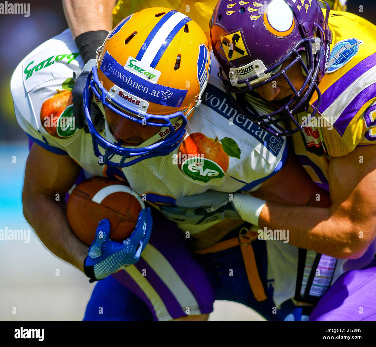 Les Vikings de Vienne battre les Giants de Graz dans un match éliminatoire EFL 38-22 le 6 juin 2010 à Hohe Warte stadium à Vienne, Autriche. Banque D'Images