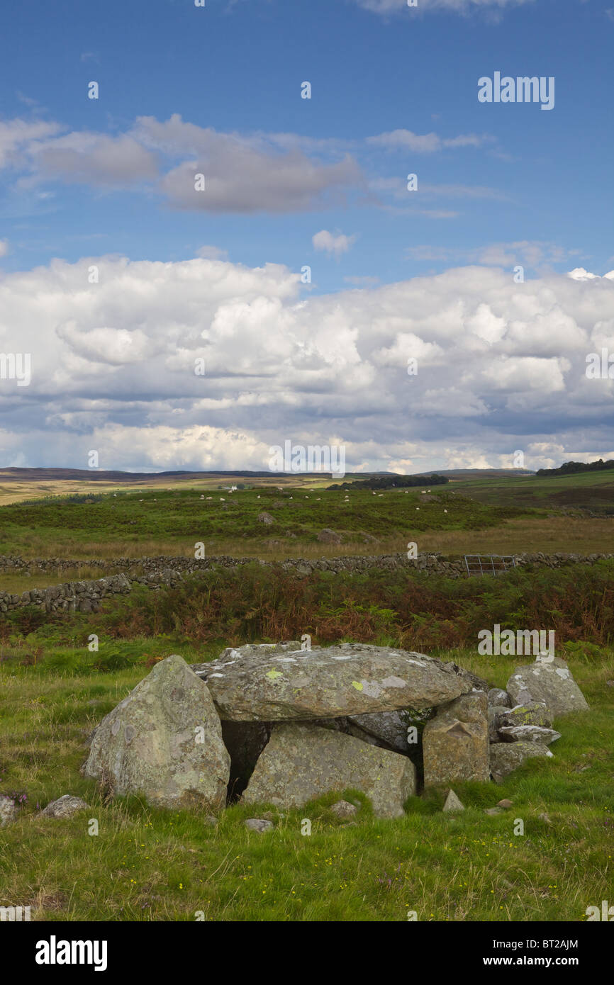 Les grottes de Kilhern sépulture néolithique, le sud de l'Upland Way, nr Nouveau Luce, Dumfries et Galloway, en Écosse. Banque D'Images