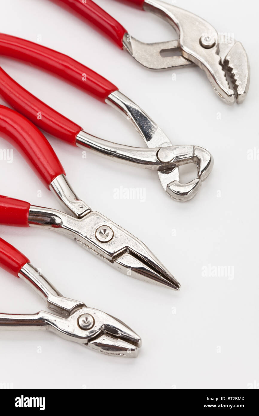 Outils de travail avec fond blanc Banque D'Images
