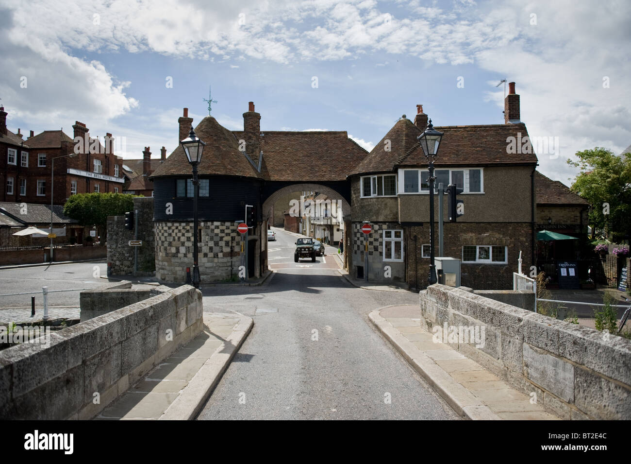 Pont à péage et d'embarquement dans l'idyllique village de Sandwich, dans le Kent Banque D'Images