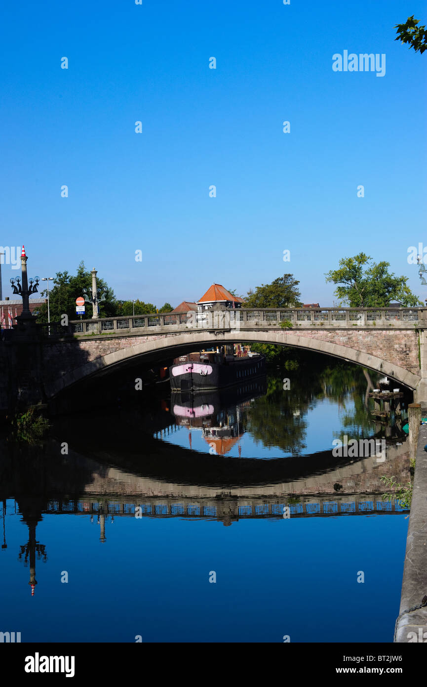Leie Rivière à Gand, Belgique Banque D'Images