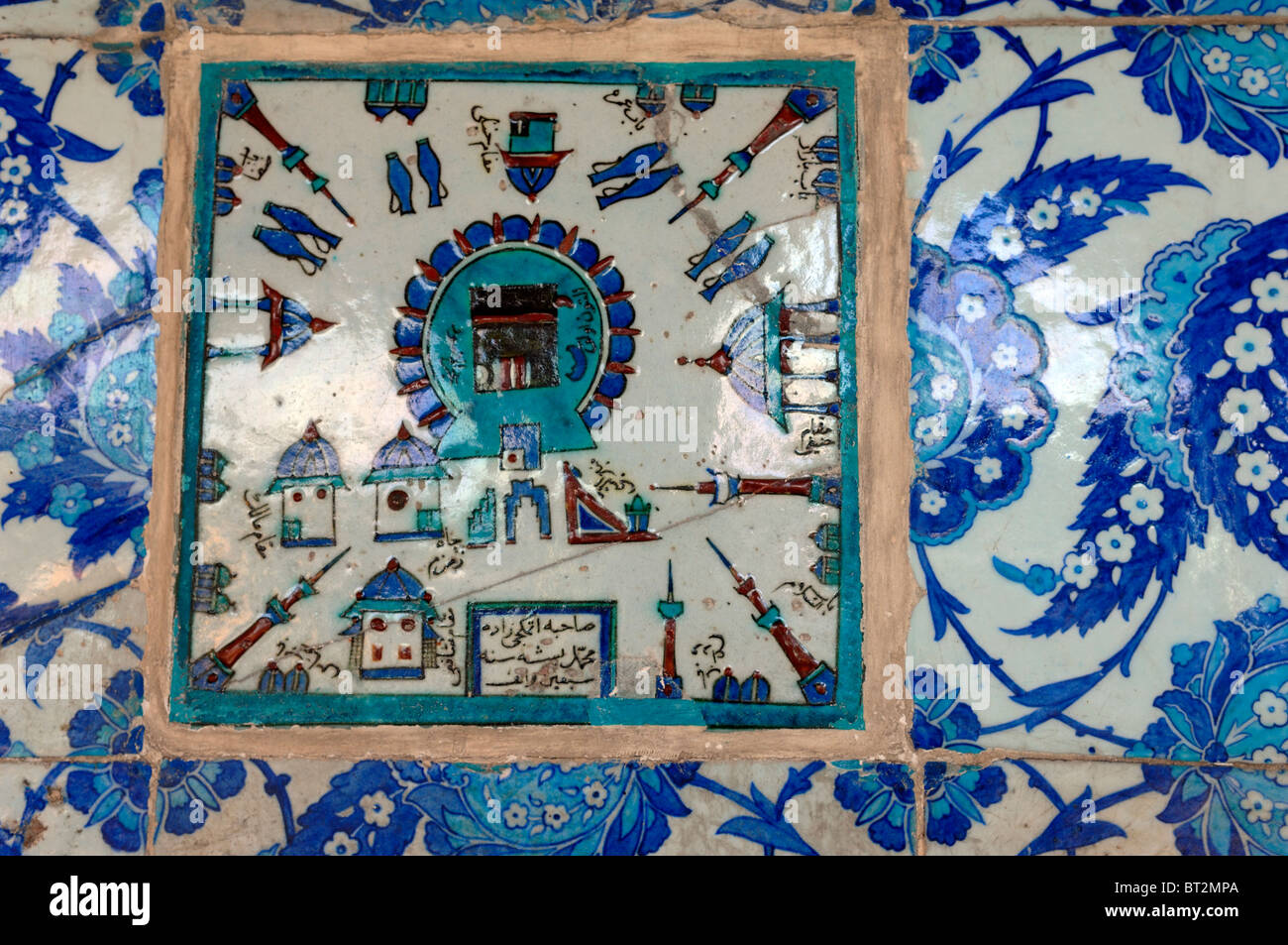 La décoration en mosaïque bleu Iznik mosquée de Rustem Pasa Banque D'Images