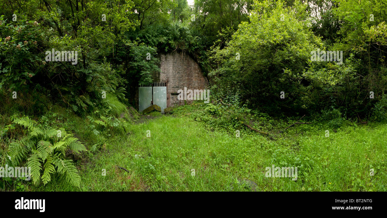 L'entrée de tunnel à Queensbury, autrefois partie de l'Halifax Halifax Bradford du réseau ferroviaire, fermée depuis 1955. Banque D'Images