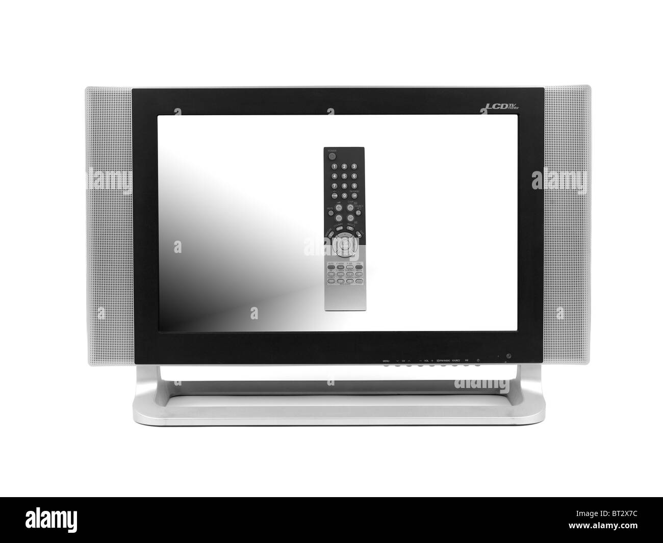 Une TÉLÉVISION À ÉCRAN LCD Monitor isolé sur fond blanc Banque D'Images