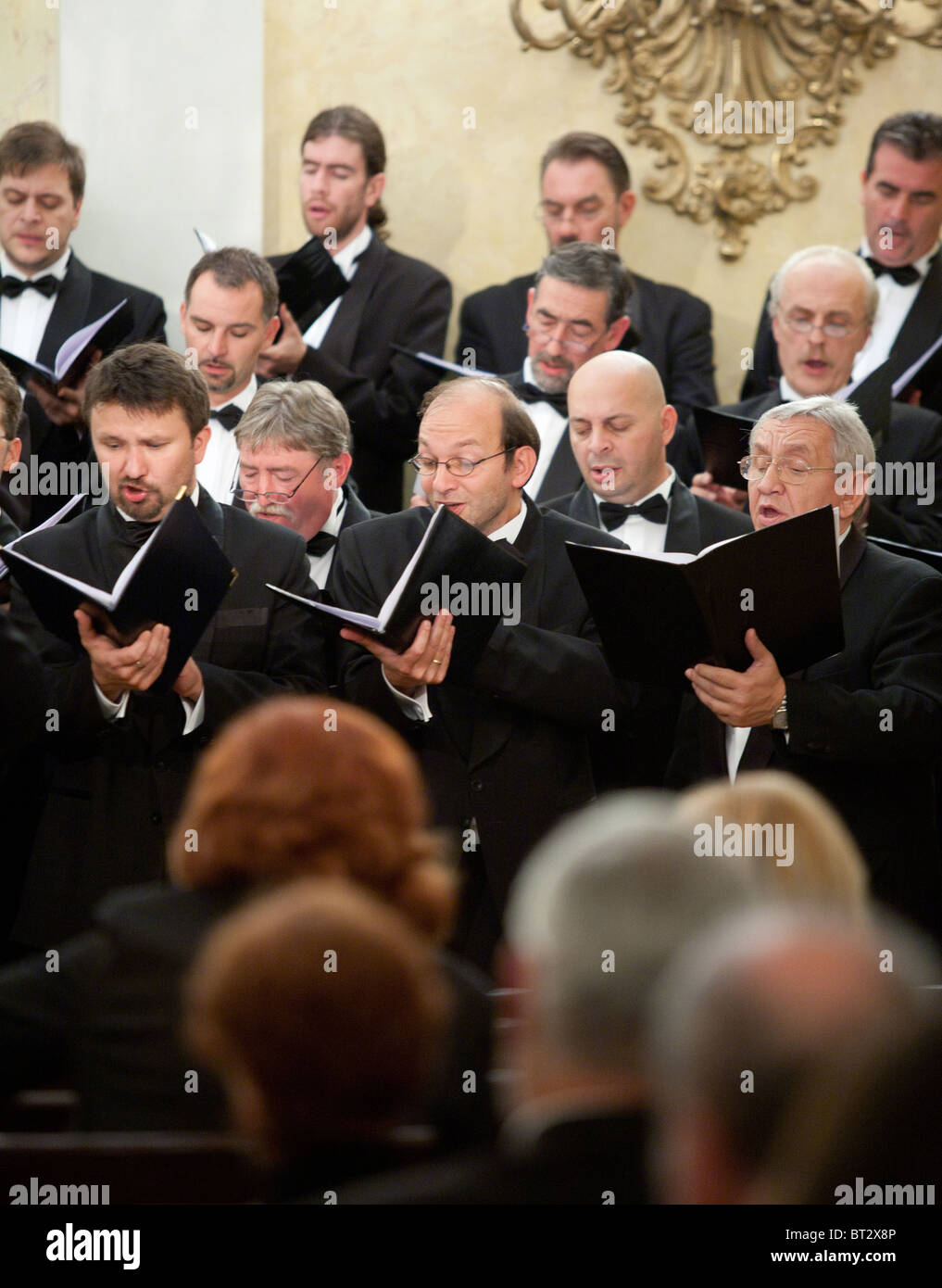 Les membres de la Honved Ferfikar effectuer sur scène à Karolyi Palace, Conductor : Strausz Kalman le 10 septembre 2010 à Budapest, Banque D'Images