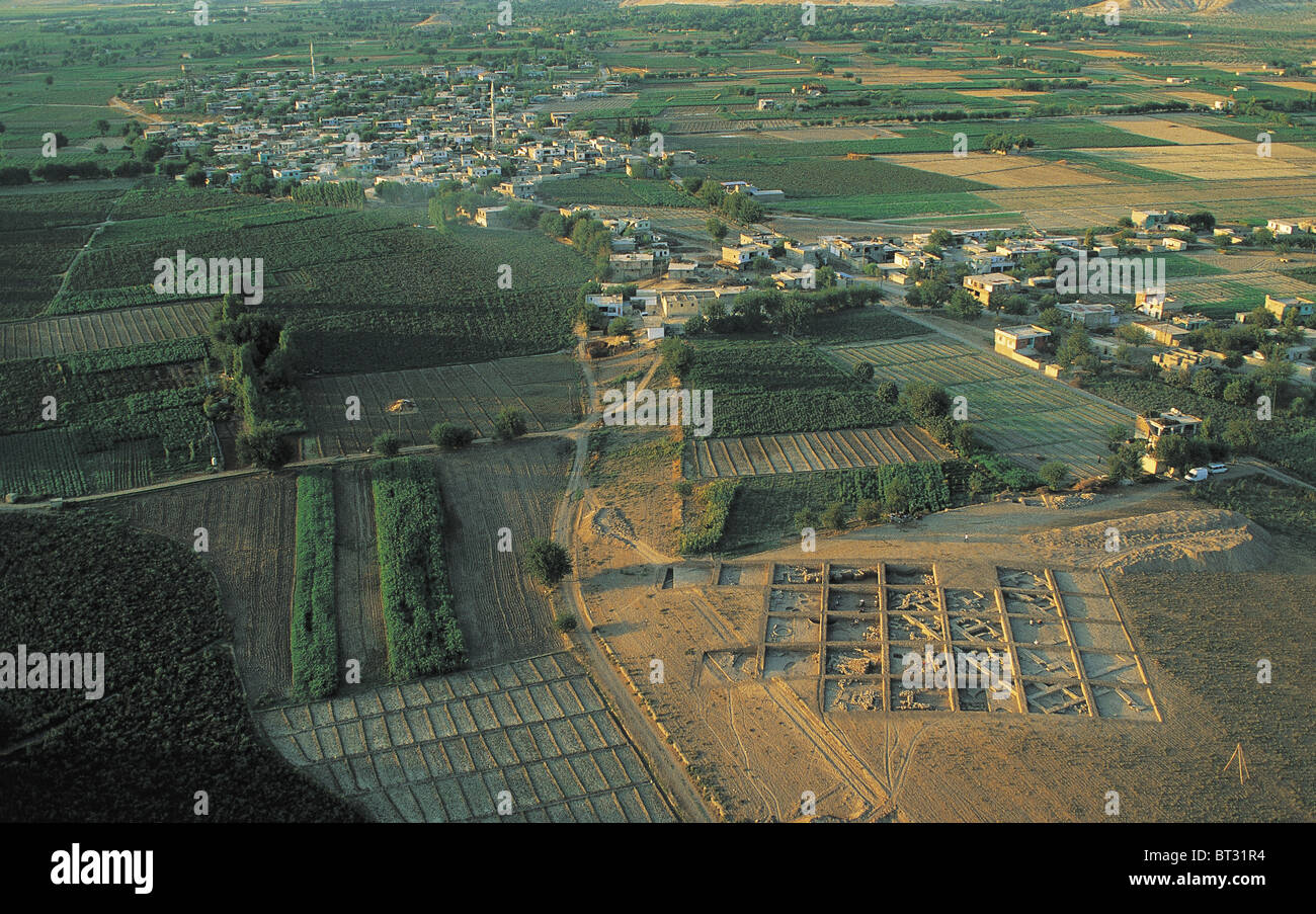 Vue aérienne de l'Euphrate et sites néolithiques Mezra Teleilat Birecik Urfa Turquie Banque D'Images