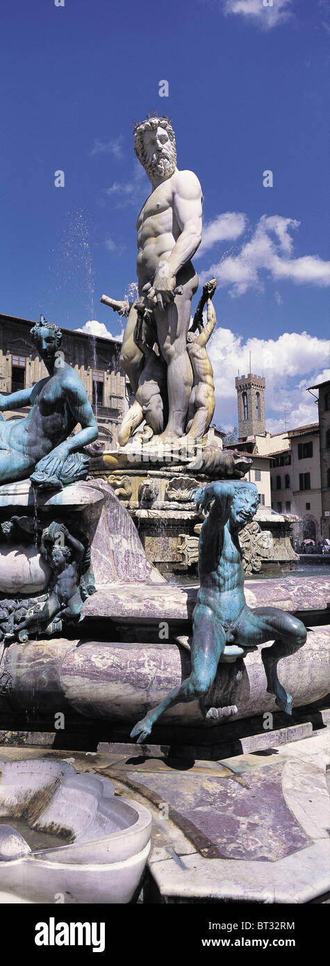 Fontaine de Neptune, Piazza della Signoria, Florence, Italie Banque D'Images