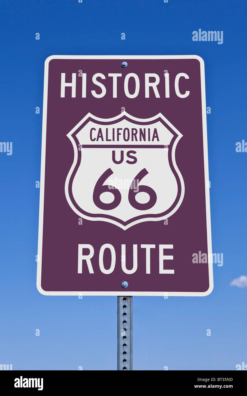 Nous Californie historique Route 66 panneau routier. Banque D'Images