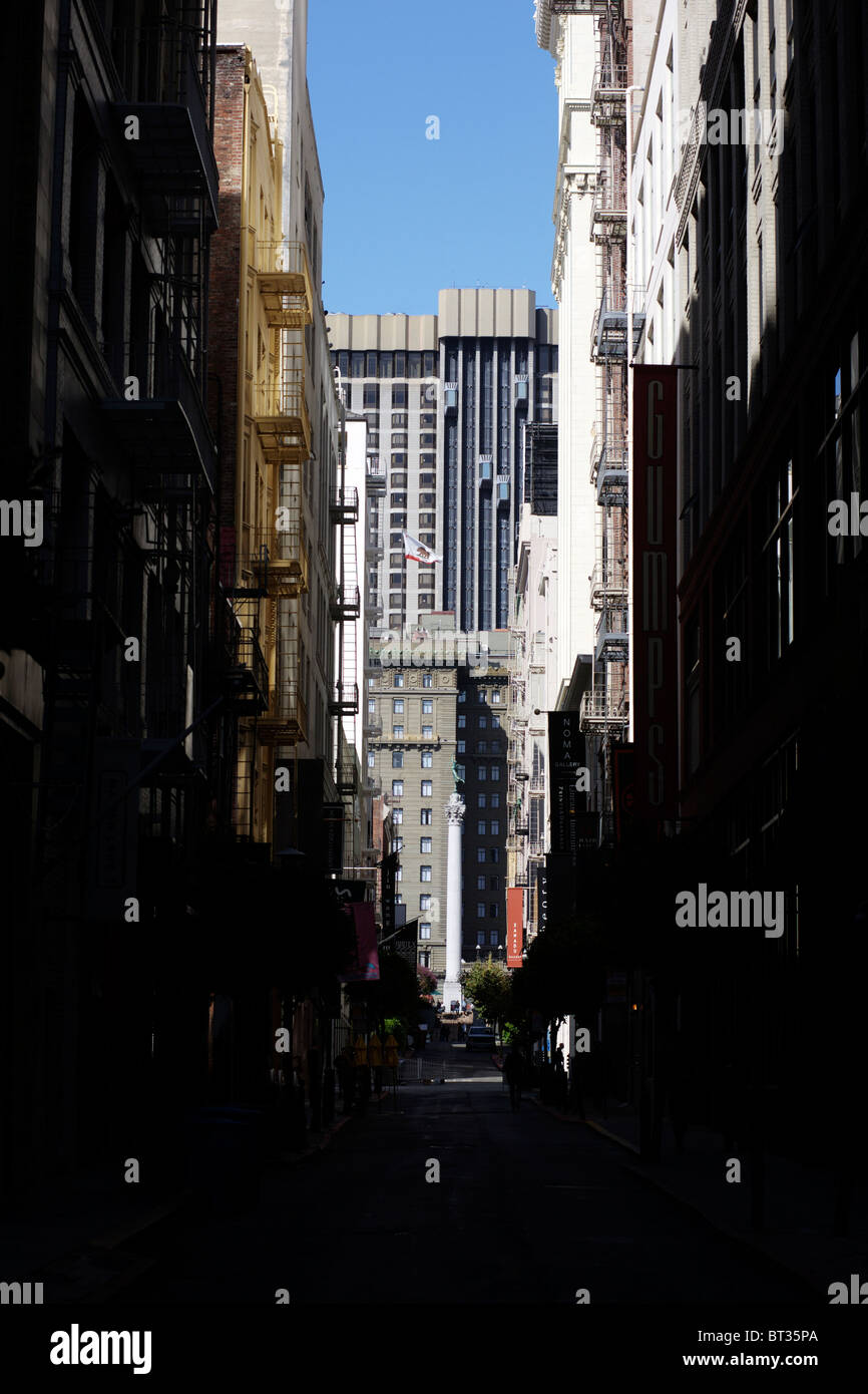 Visualiser jusqu'à Union Square à San Francisco en Californie, États-Unis Banque D'Images