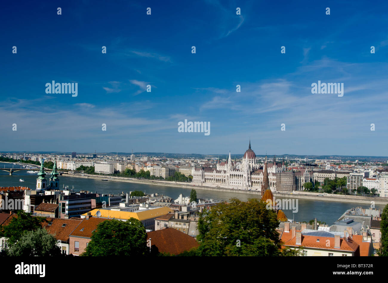 Budapest panorama en vue de Budim hill, Hongrie Banque D'Images