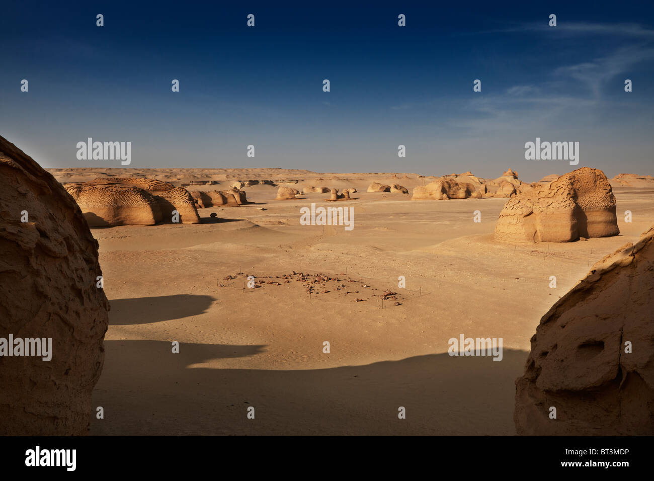 Paysage à Wadi Hitan, désert occidental, en Egypte, en Arabie, en Afrique Banque D'Images