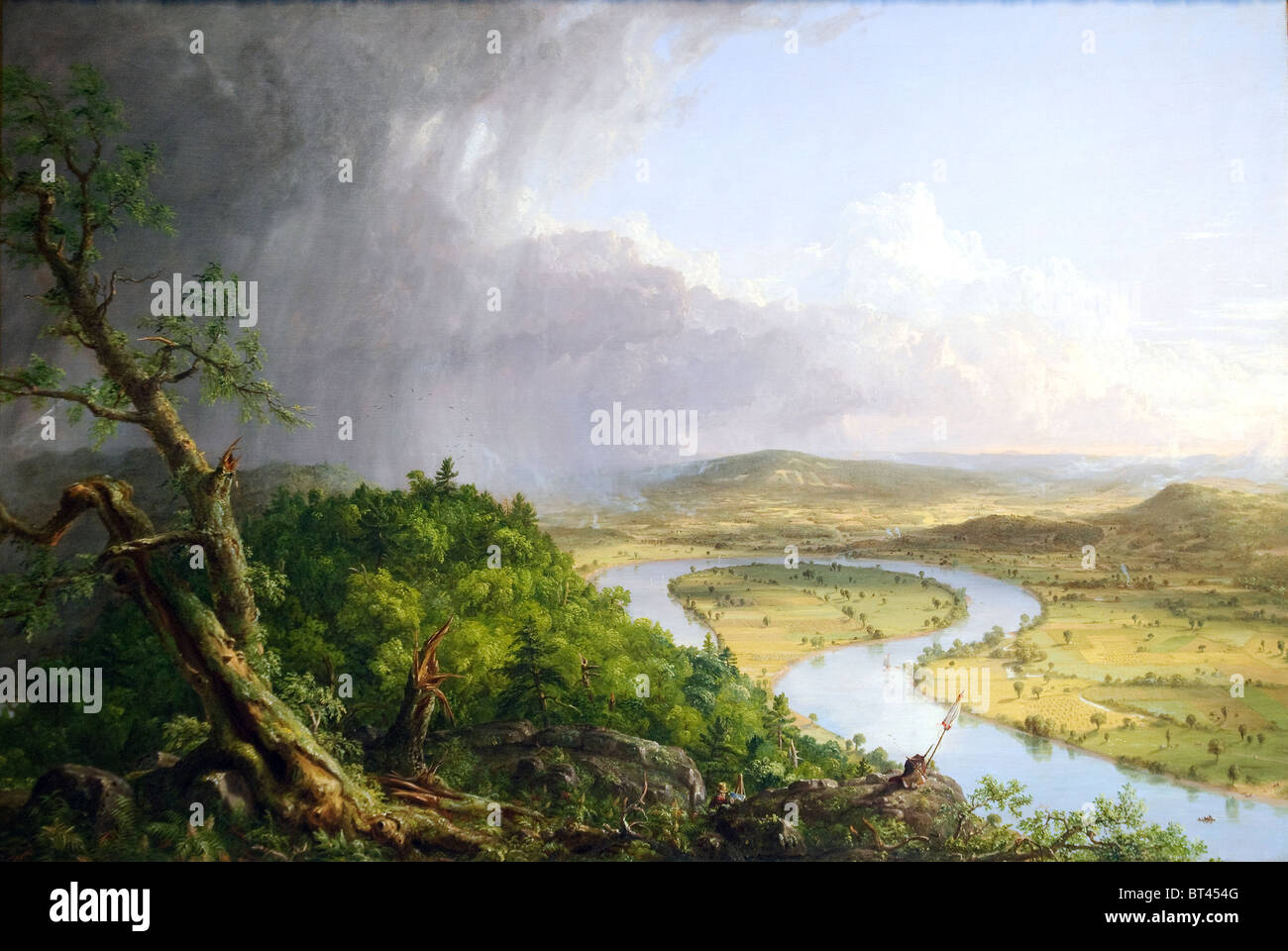 Vue depuis le mont Holyoke, Northampton, Massachusetts, après un orage-Oxbow, 1836, Thomas Cole Banque D'Images