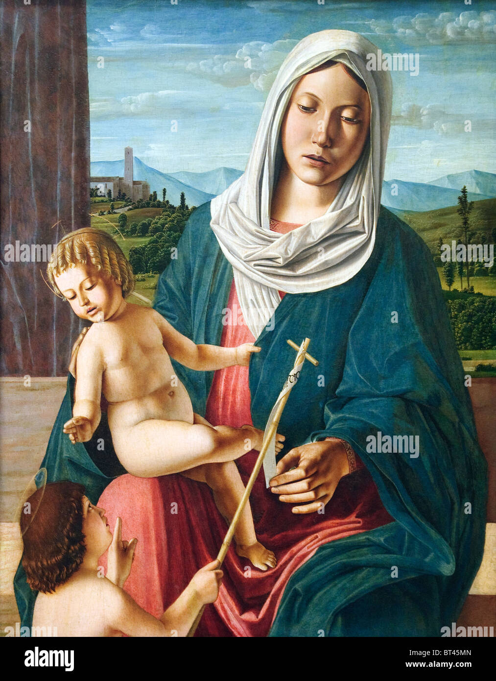 Vierge à l'enfant avec l'enfant Saint Jean le Baptiste, probablement fin des années 1490, par Michele da Verona Banque D'Images