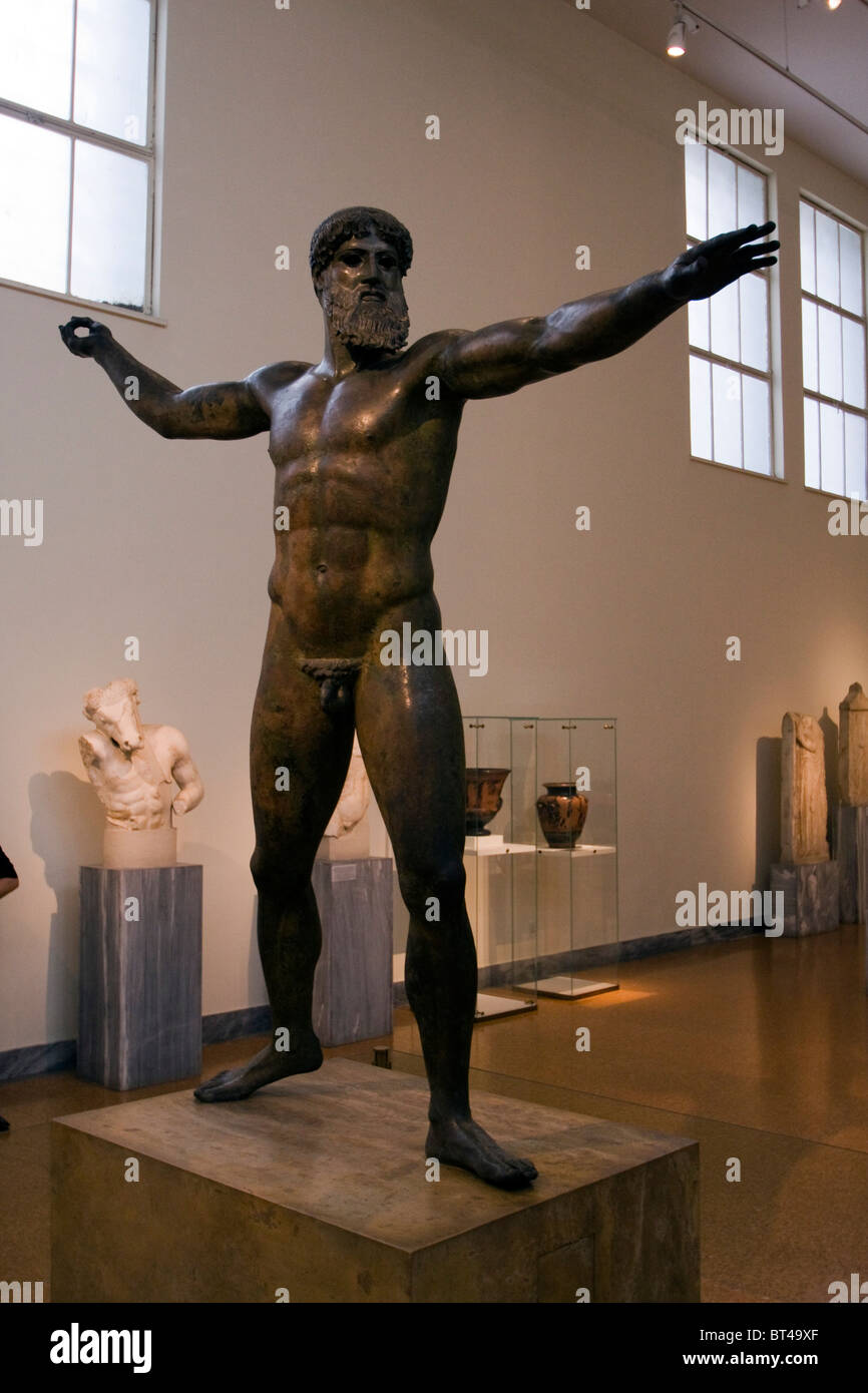 Poseidon Bronze Artemision Musée National Archéologique d'Athènes Grèce Banque D'Images