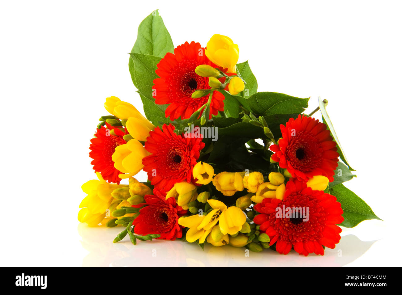 Bouquet De Fleurs Orange Et Jaune Avec Gerber Freesias