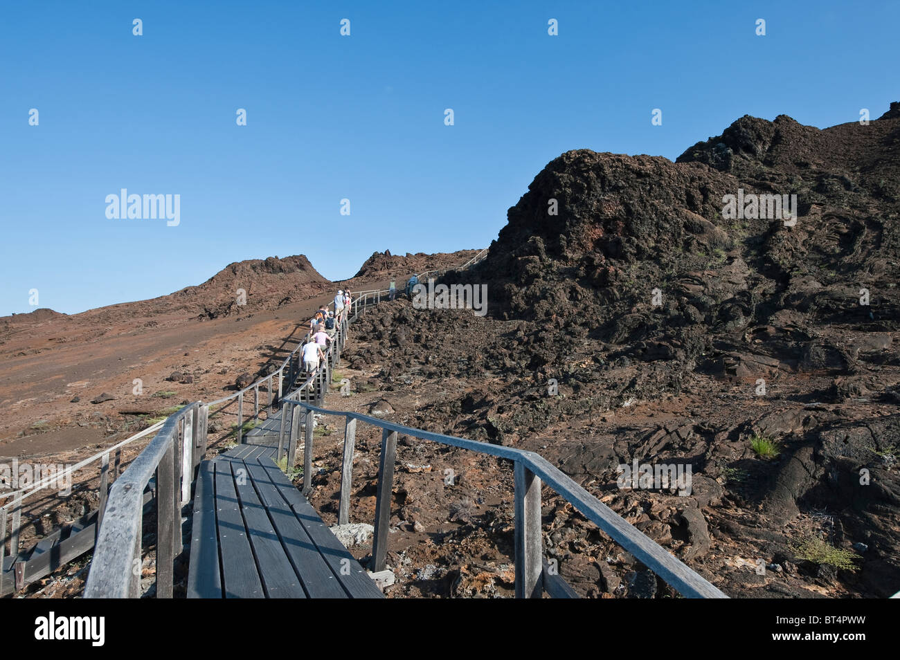 Îles Galapagos, en Équateur. La randonnée sur l'île Isla Bartolomé (Barthélemy). Banque D'Images