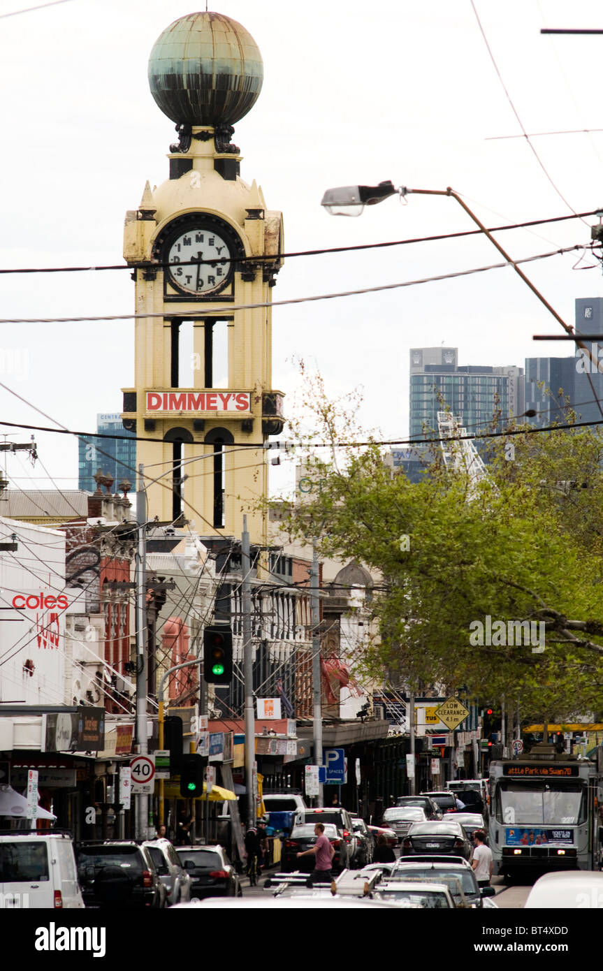 La tour de l'horloge Dimmey, Swan Street, Richmond, Victoria, Australie Banque D'Images