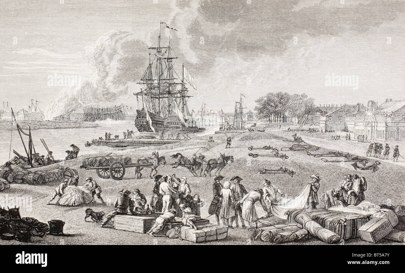 Rochefort, France, dans le 18e siècle. Le port principal de fournir les possessions d'outre-mer de la France Banque D'Images