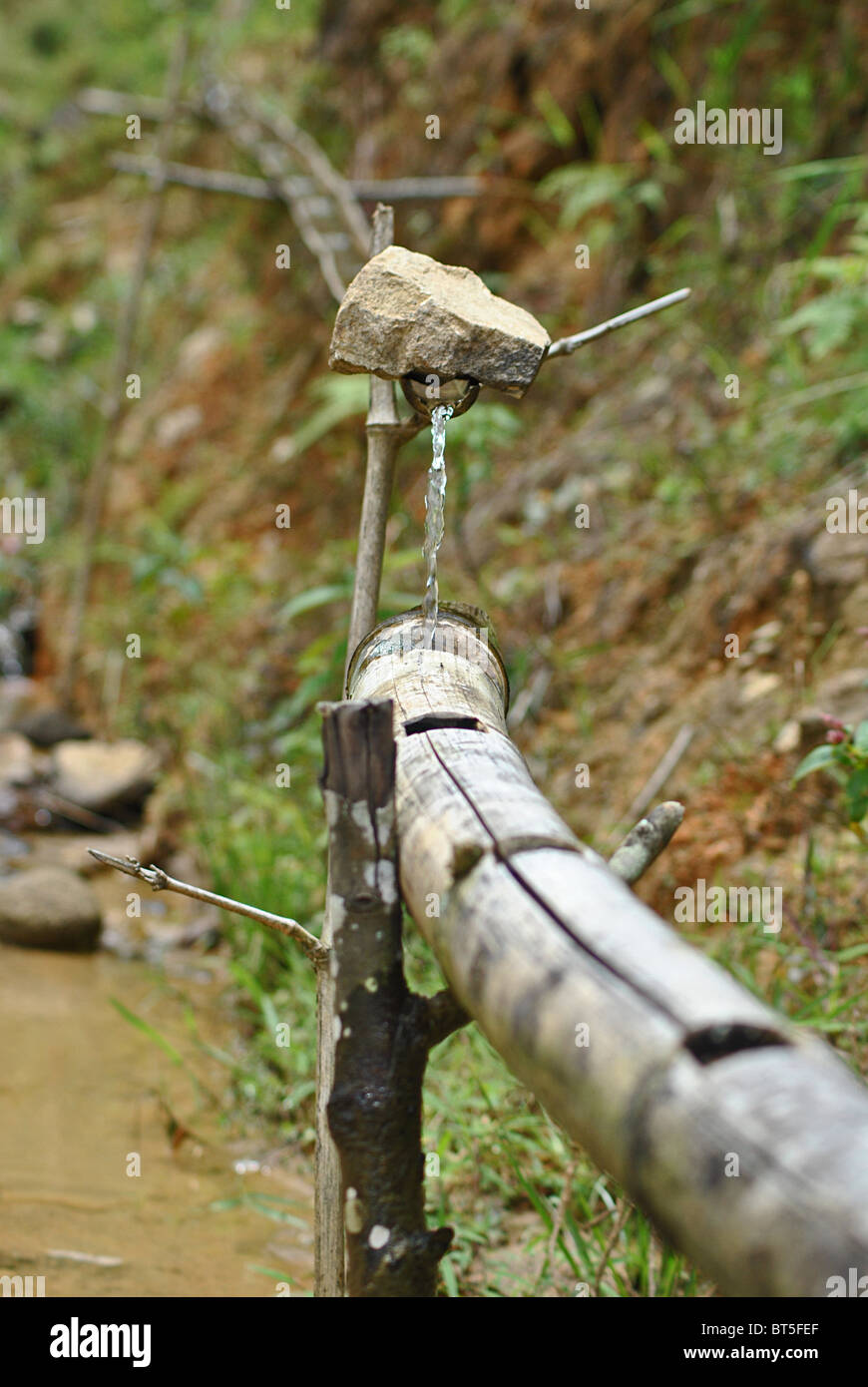 Le système d'irrigation de bambou rizières près de Sapa, Vietnam Banque