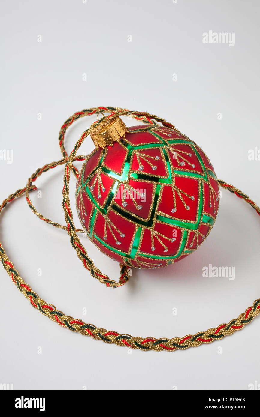 Ornement de Noël et ruban Banque D'Images