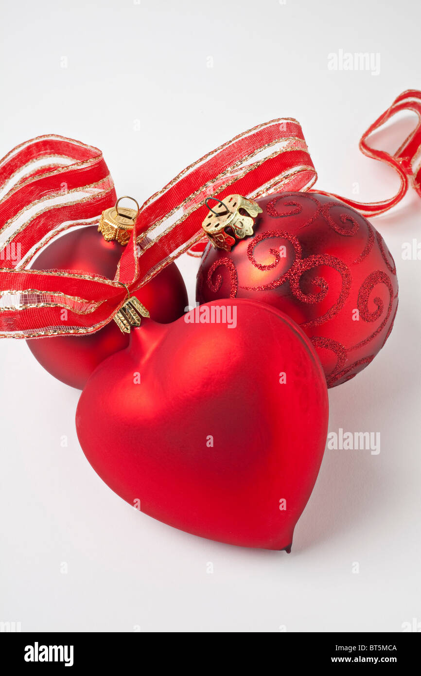 Ornements de Noël rouge Banque D'Images