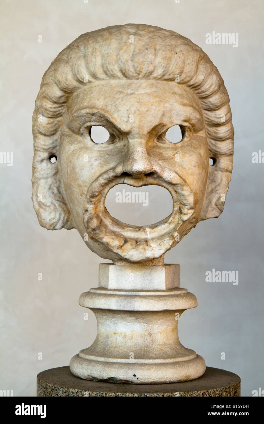 Masque comique mâle du deuxième siècle de notre ère. Banque D'Images