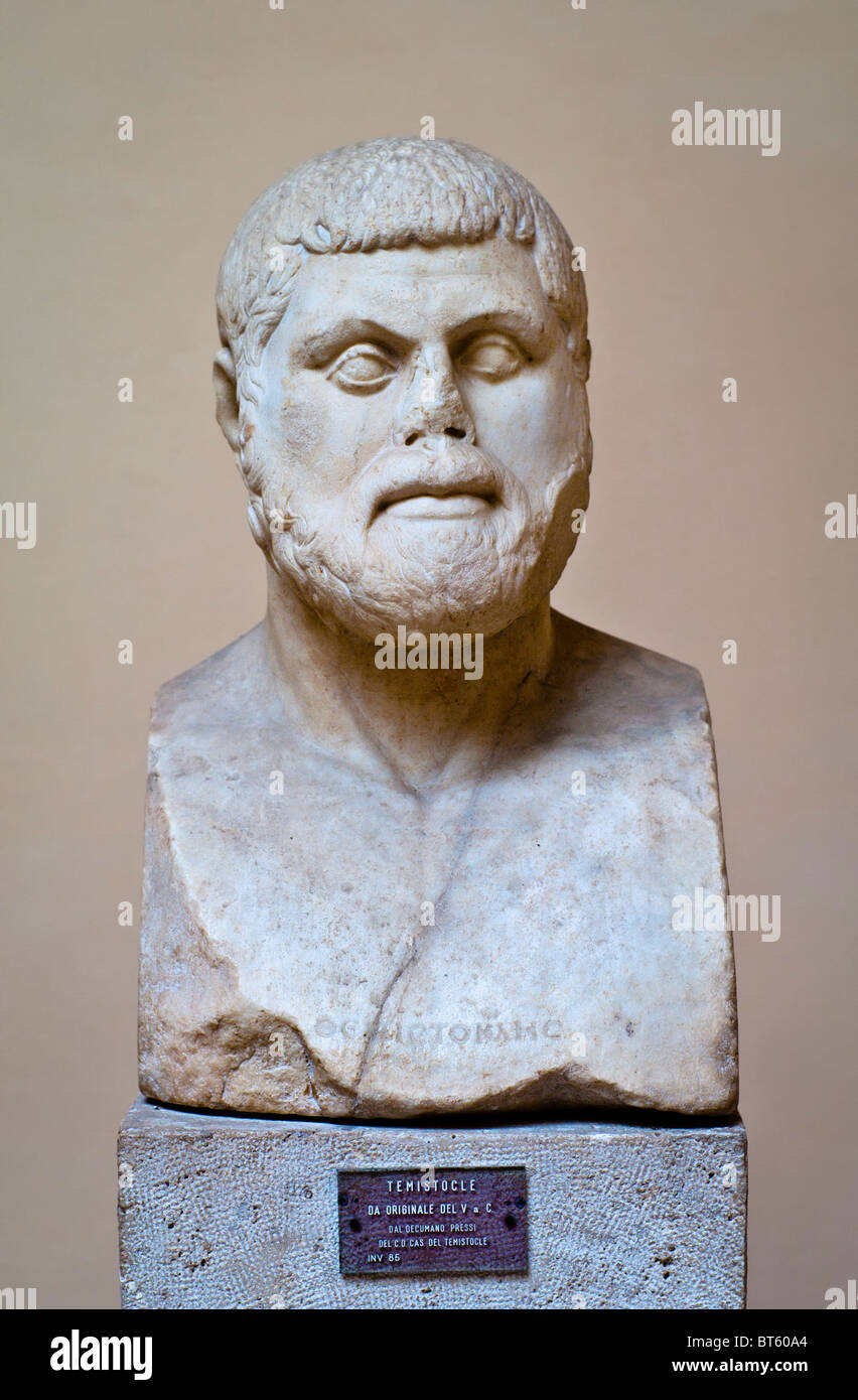 Anciens inscrits portrait de l'homme d'État athénien et généraux Themistokles. Voir la description pour plus d'informations. Banque D'Images