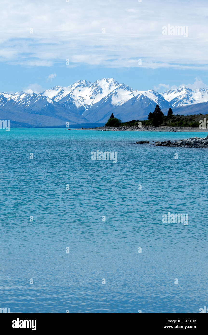 L'île du sud Nouvelle-zélande montagne Mont Cook le lac Tekapo belle, beauté, sombre, bleu, escalade, froid, campagne, Dawn, dist Banque D'Images