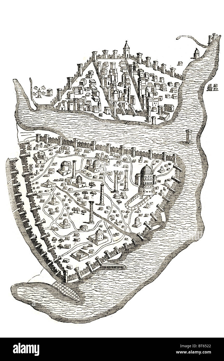 Christian constantinople imperium orientale début site cartograph Map Constantinople 1422 cartographe Florentin Cristoforo Buo Banque D'Images