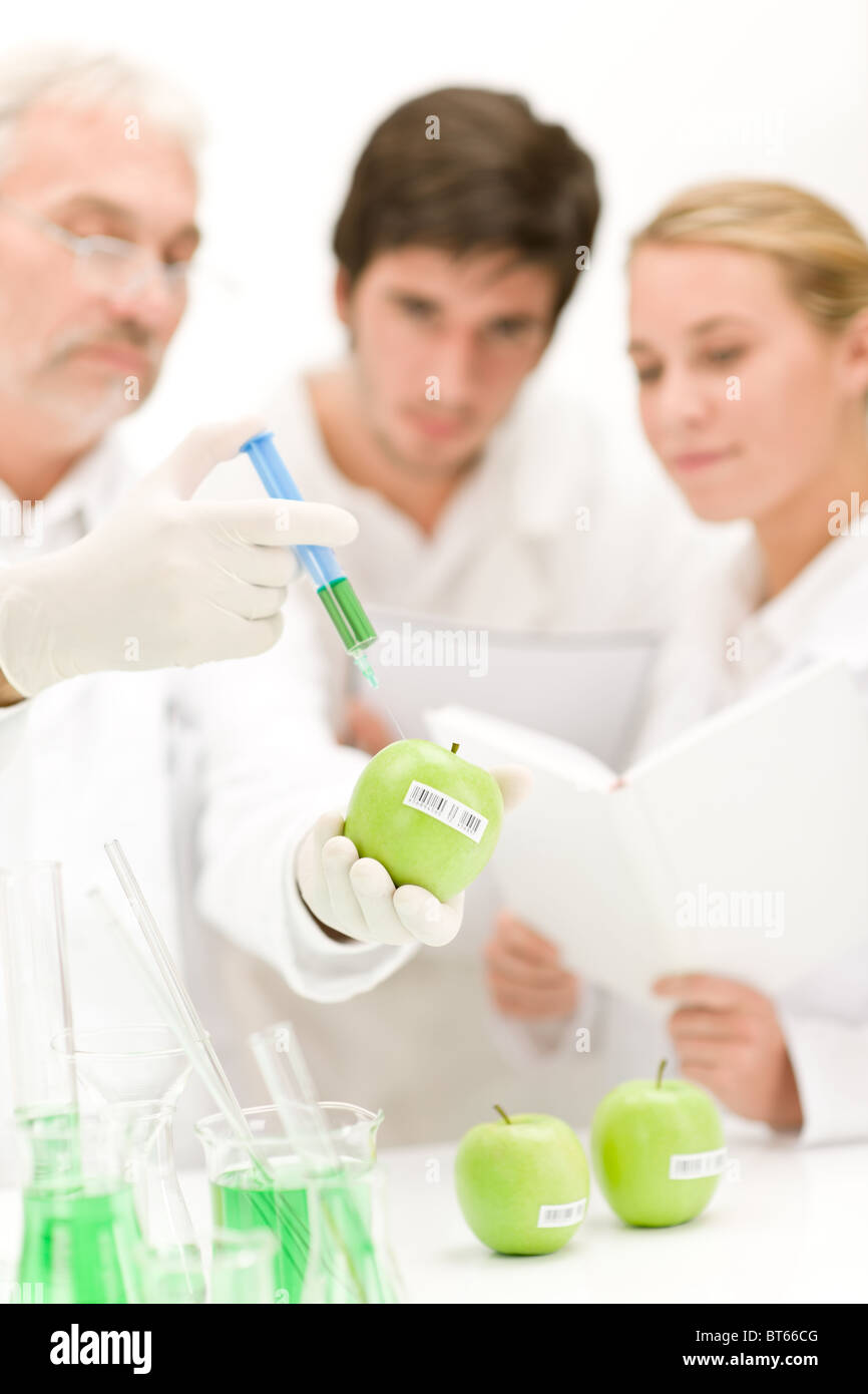 Le génie génétique - des chercheurs en laboratoire, les essais OGM experiment Banque D'Images