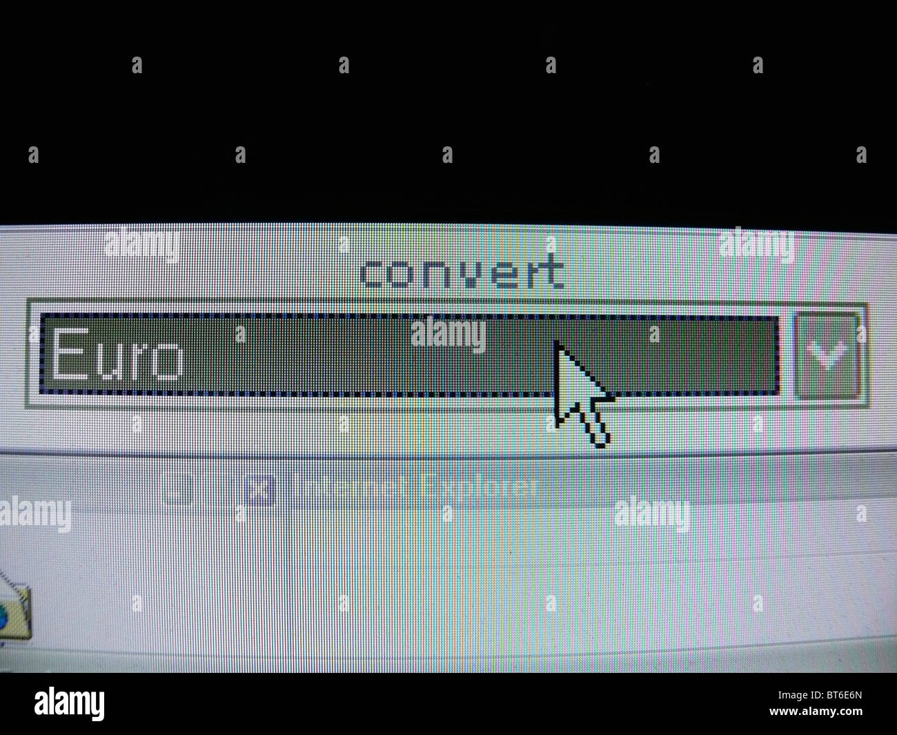 La sélection de menus de l'ordinateur de l'euro des monnaies Banque D'Images