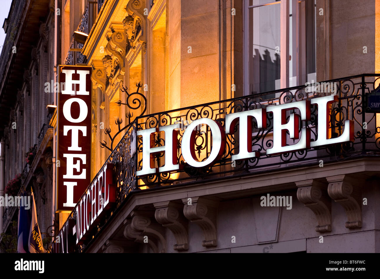 Signe de l’hôtel Banque D'Images