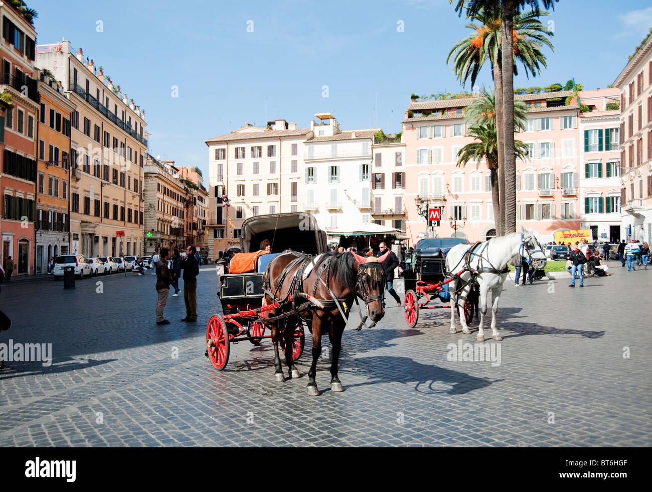 Rome la calèche sur la Piazza di Spagna, Rome, Italie Banque D'Images