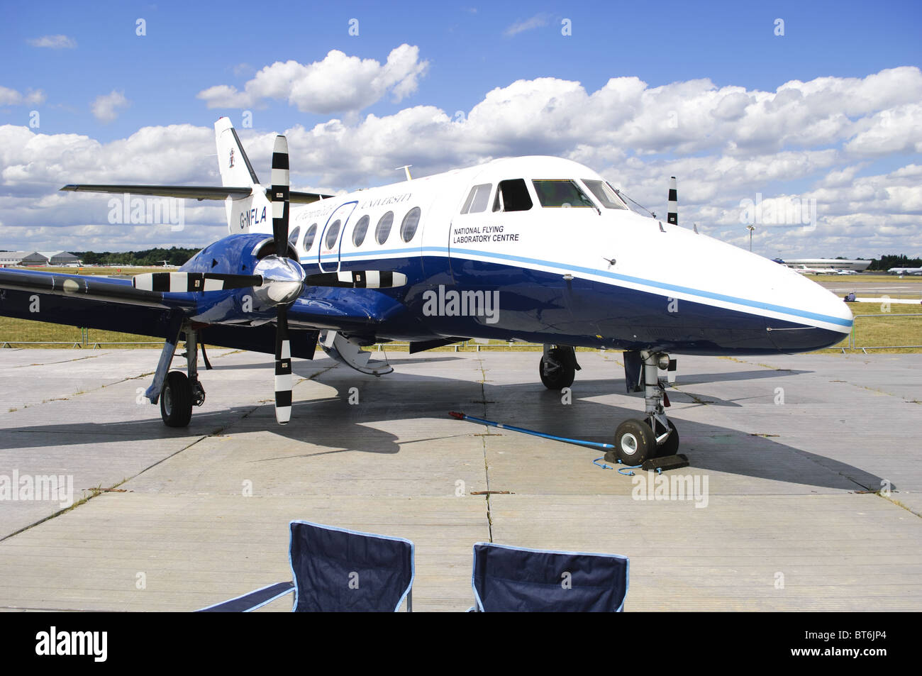 British Aerospace BAe Jetstream 31-3102 exploité par l'Université de Cranfield en exposition statique au salon Farnborough Airshow 2010 Banque D'Images