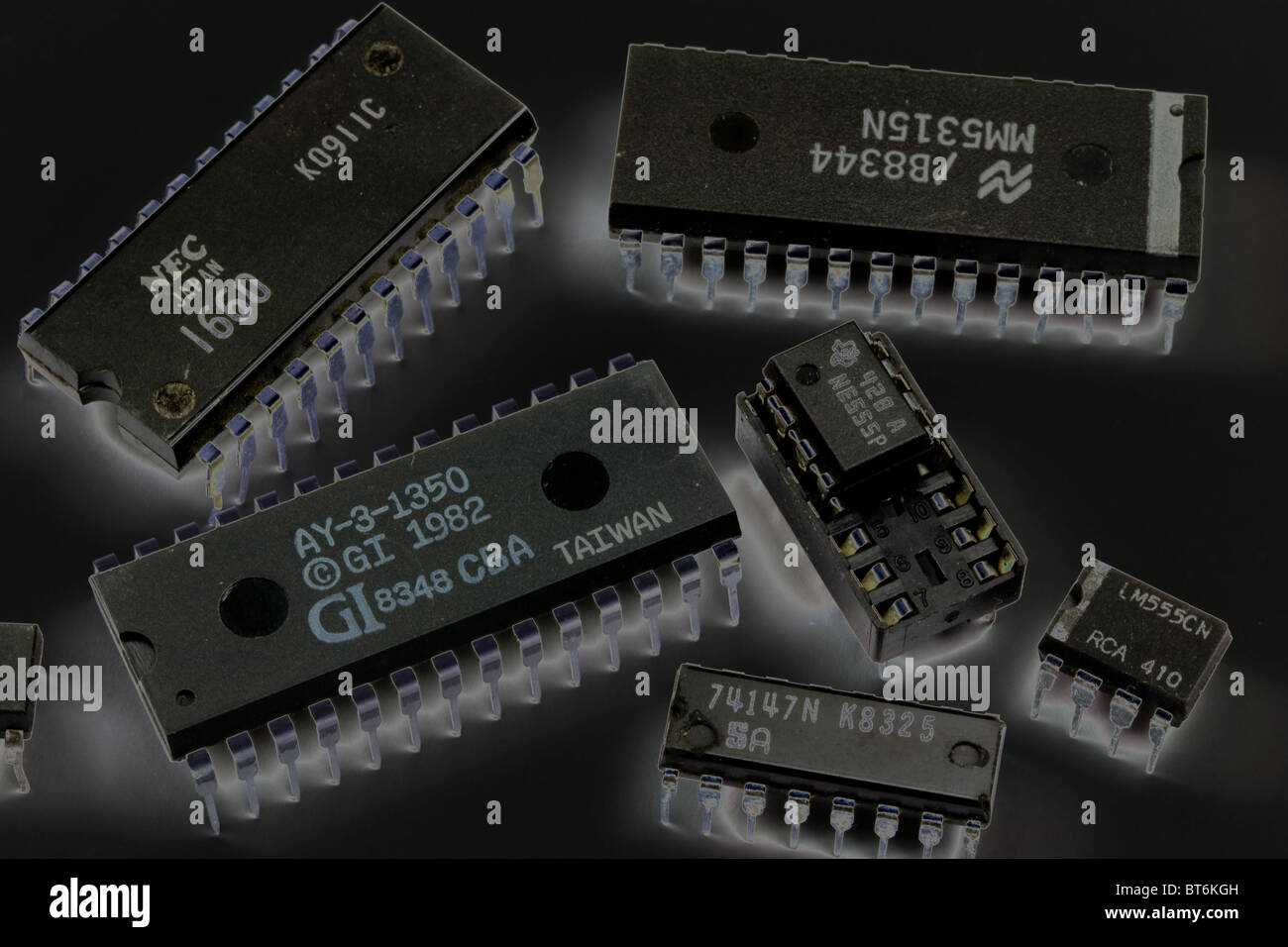 Plaquettes de circuits intégrés - Puce d'ordinateur Banque D'Images