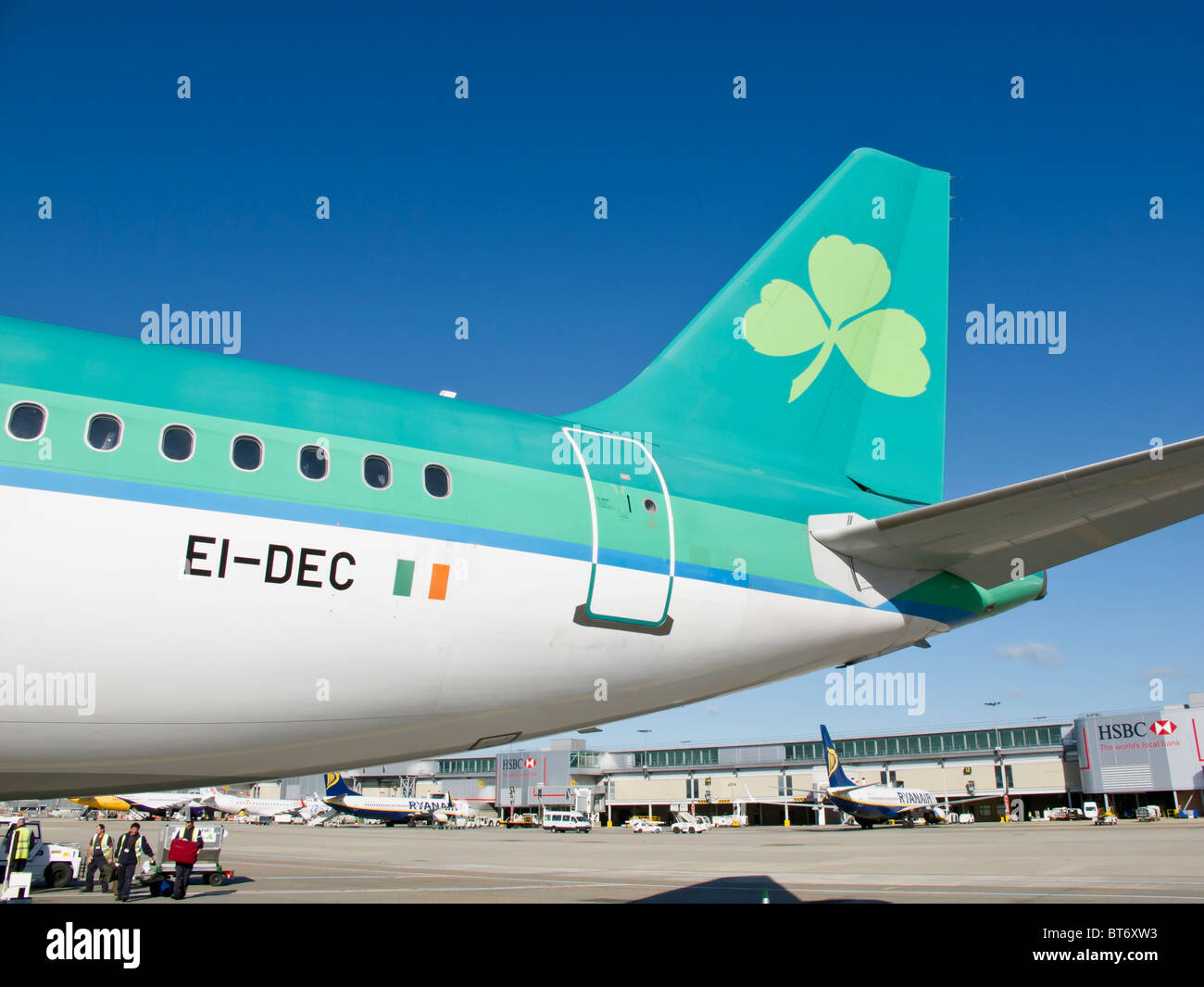 La queue d'un avion d'Aer Lingus Banque D'Images