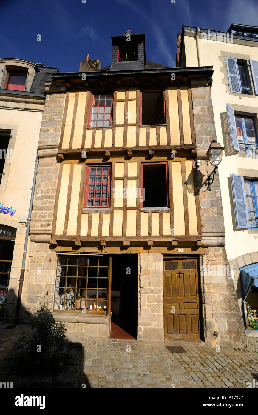 France, Bretagne (Bretagne), Finistère, Quimper, maison à colombages Banque D'Images