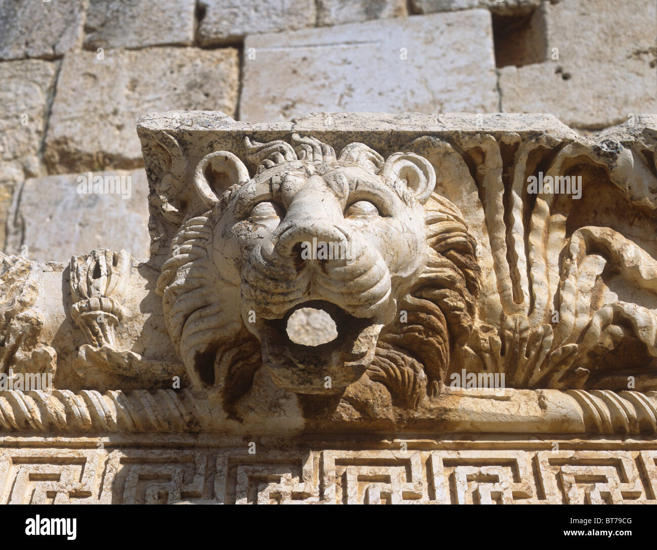 Liban Baalbeck temple de Bacchus sculptures de temenos Banque D'Images