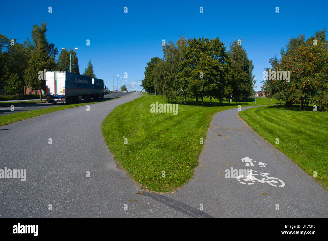 Voies cyclables Pori Finlande occidentale, Europe Banque D'Images