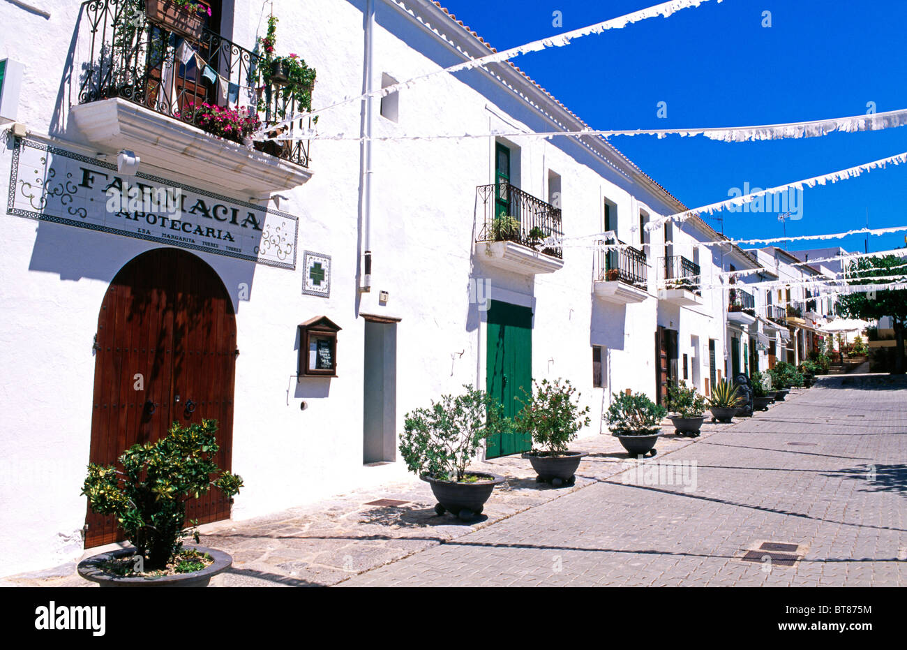 Chambre fronts dans Sant Miguel de sa Cala, Ibiza, Baléares, Espagne Banque D'Images