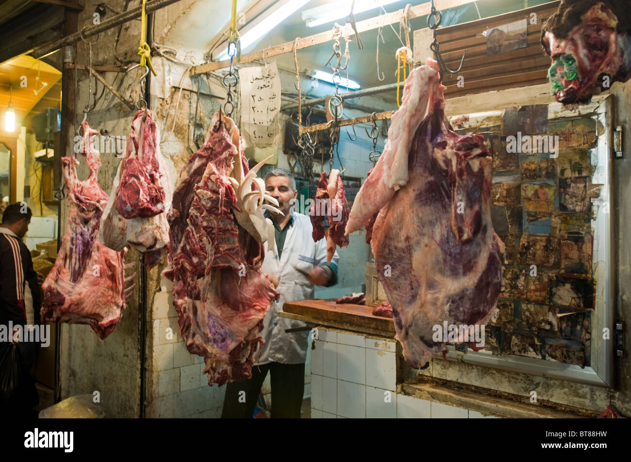 Butcher dans Aleppo Syrie Bazar Banque D'Images