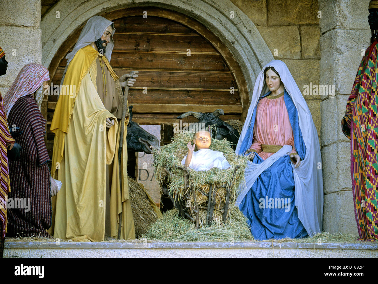 Scène de la nativité, la Place Saint Pierre, Vatican, Rome, Latium, Italie, Europe Banque D'Images