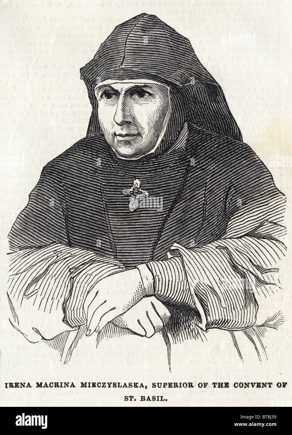 Mieczyslaska Irena Macrina mère supérieure du couvent de Saint Basile du 6 Dec 1845 gravure Banque D'Images