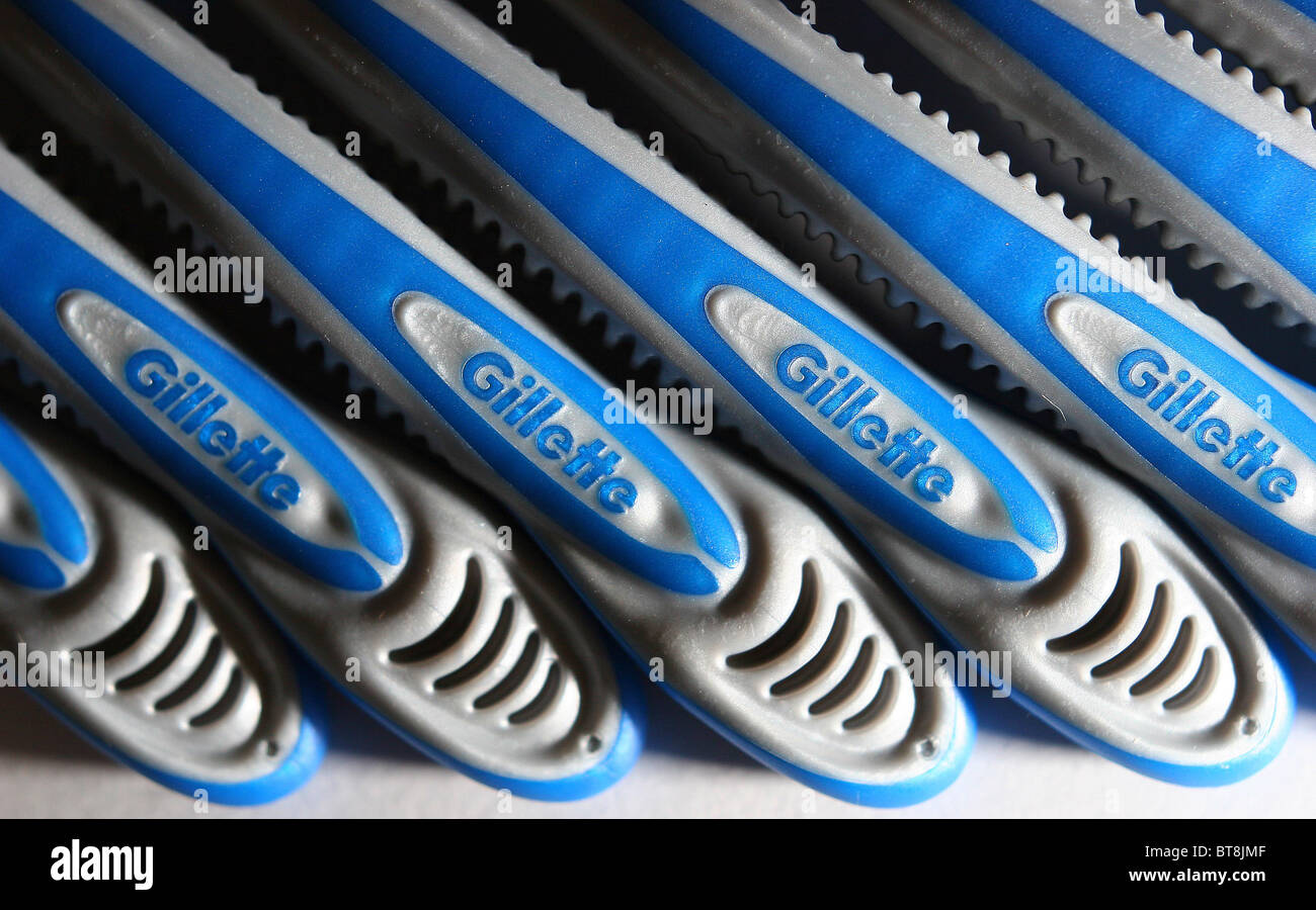 Les rasoirs Gillette Gel de rasage et. Banque D'Images