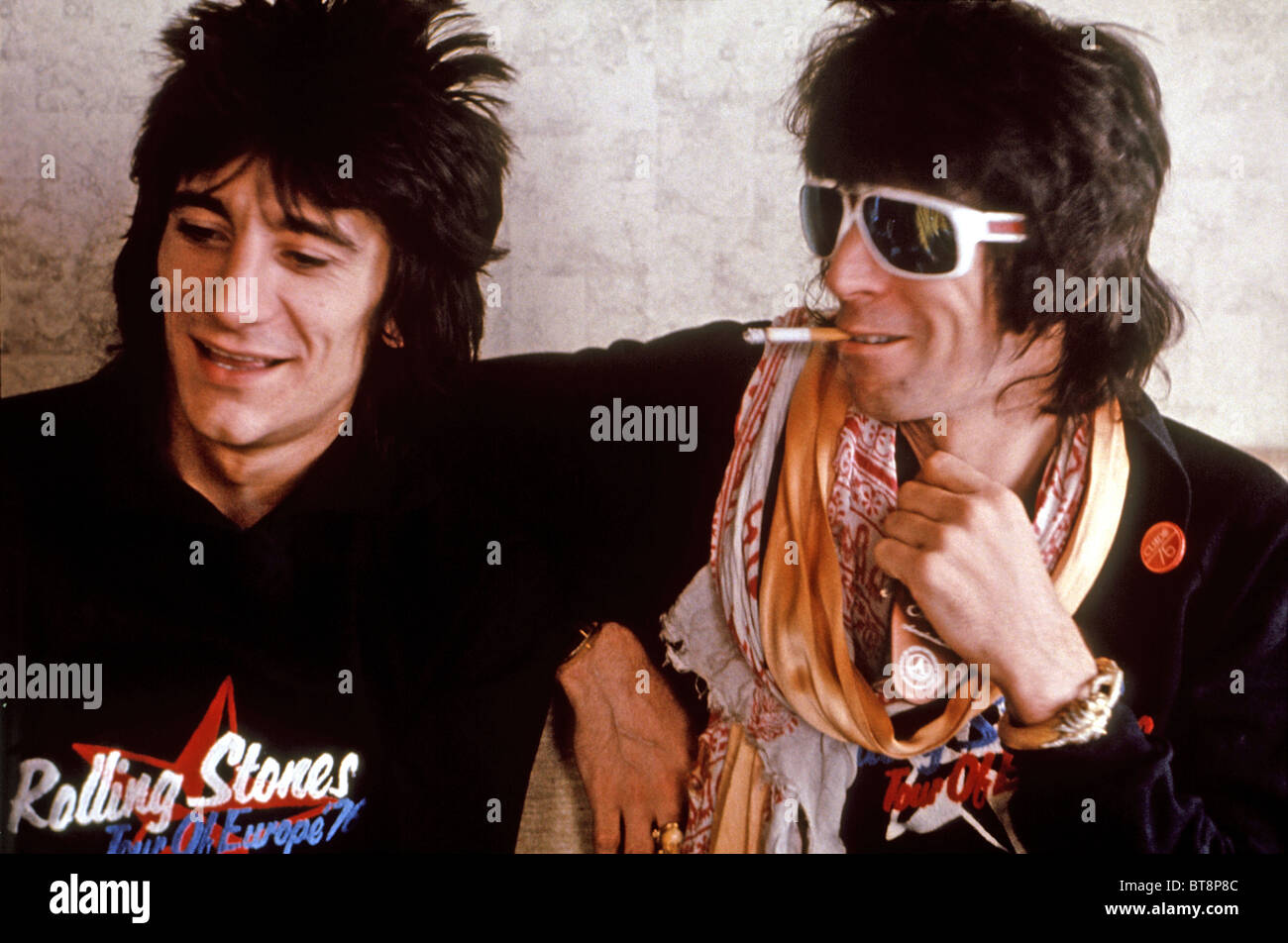 ROLLING STONES Ronnie Wood (à gauche) et Keith Richards sur 1980 Banque D'Images