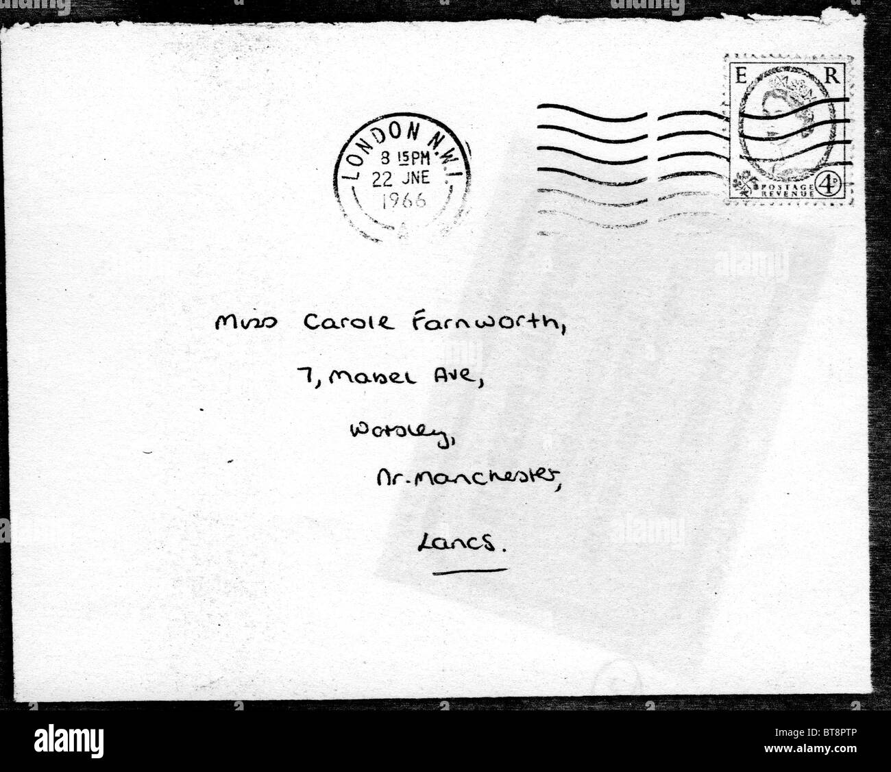 ROLLING STONES pour l'enveloppe du ventilateur à la lettre 22 juin 1966 écrit par Keith Richards Banque D'Images